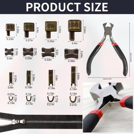 Pack of 80 Zip Repair Kit, Repair Kit, Zip Replacement Zipper for Zippers, Metal Replacement Zipper with Install Pliers