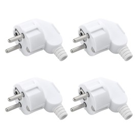 Schuko Plug Angle, Pack of 4 Schuko Angle Plug, 230 V Flat, Schuko Plug Angle Power Plug with Strain Relief, Protective Contact Plug, 230 V Plug, Outdoor, Waterproof IP44, 8-10 mm, 250 V (16 A)