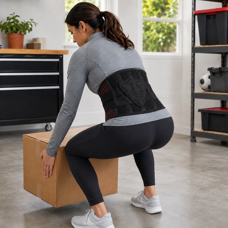 Lower Back Brace with 6 Stays - Adjustable Lumbar Support