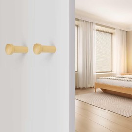 HJIAMA Pack of 4 Wooden Coat Hooks, Wall Hooks, Coat Hooks, Cylindrical Wooden Hooks with Mounting Screws for Hanging Towels, Clothes, Hats, Bags