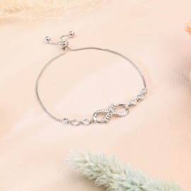 Sereney Mothers Day Gifts for Mom from Son, Mother Son Bracelet as Mom Birthday Gifts, Silver Adjustable Infinity Bracelets for Women