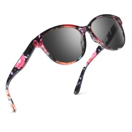 IGnaef Trendy Polarized Sunglasses for Women, Classic Round Cateye Shades with UV400 Protection IF8091