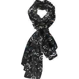 Alberts Gifts Music Black Music Note Fashion Scarf / 20" by 63"