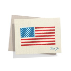 Twigs Paper - American Flag Thank You Cards - Blank Patriotic Stationary Cards w/Envelopes - Greeting Card for Veteran's Day, Memorial Day, 4th of July & More - Made In USA - 5.5" x 4.25" (Set of 12)
