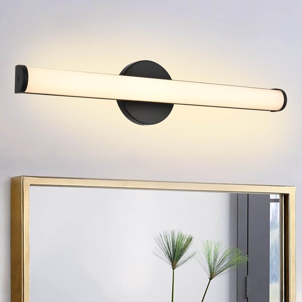 eluze 24-Inch Modern LED Vanity Lights, Dimmable 24w Black Bathroom