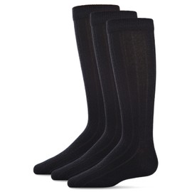 Ambra Memoi 3 pair pack boys crew socks cotton blend c10950 (12-14, Black)