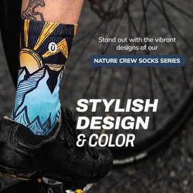 Outway Bright Night Crew Socks, Moisture-Wicking Athletic Calf Socks with Arch Support for Men and Women, Colorful Design, Size S/M