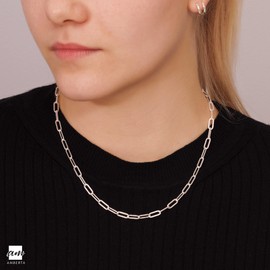 Amberta Women's 925 Sterling Silver Paperclip Chain: 4.4 mm 40 cm/16 inch