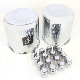 (2) 4.90" Closed Center Caps & (16) Chrome Trailer Wheel Lug Nuts