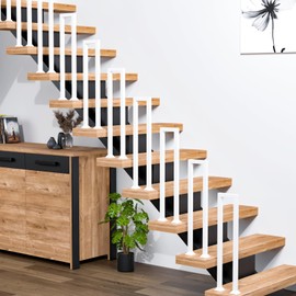 Hand Rails for Outdoor Steps, Matte White U Shaped Handrails with Cover, Modern Metal Hand Rails for Indoor Stairs Industrial Wrought Iron Railing for Stairs Loft Garden Corridor, 1Pcs(H:95cm/3.1FT)