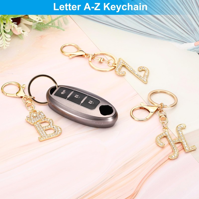 PATIKIL Initial Letter Keyring Letter Pendant with Crystal Diamonds Cute