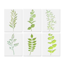 6 Pcs PET Ferns Leaf Botanical Stencils Reusable Leaves Stencils Handmade DIY Drawing Templates for Pillow Wall Scrapbook Card etc 15x20cm