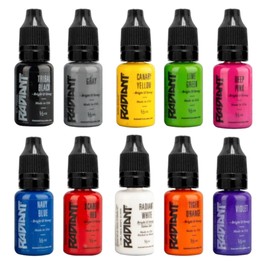 Radiant Colors Popular 10 Color Tattoo Ink Set - 1/2 Ounce Bottles