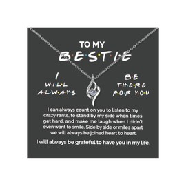 Gifts for Best Friend Woman Silver Rhinestone Necklace for Women Friendship Necklace Birthday Jewelry Gifts for Friend