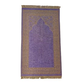 rolezyum | Ottoman Muslim Prayer Rug with Prayer Beads Janamaz Sajadah Islamic Prayer Rug | Prayer Beads Gift (Lilac)