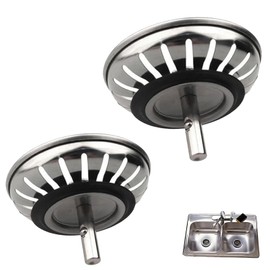2 Pack Stainless Steel Kitchen Sink Strainer, Kitchen Sink Plug Replacement Universal, Rust Resistant Hair Food Catcher for Kitchen Bathroom Sink Plug Strainer