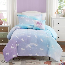 Kaleido Space Kids Comforter Set Full Size for Girls, Glow in The Dark Unicorn Bedding Set 1 Comforter, 1 Decor Pillow, 2 Pillow Shams