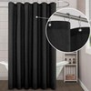 KOUFALL Black Shower Curtain Set with Hooks,Linen Cloth Fabric Waterproof