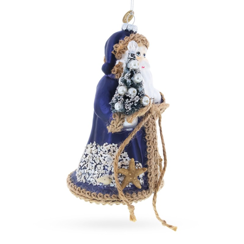 Rustic Coastal Santa with Burlap Accents & Starfish Design Christmas