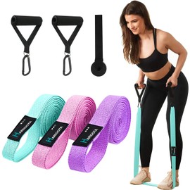 Bandas largas de Tela para Fitness, Juego de 3 Bandas de Resistencia Diferentes, Bolsa de Transporte con Asas y Anclaje de Puerta, Bandas de