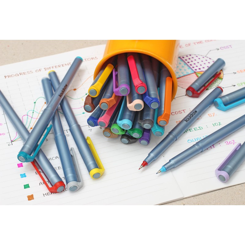 Liquidraw 25 Fineliner Colouring Pens Set Fine Point Pens 0.5mm