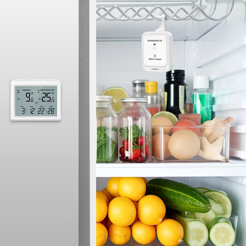 OQIMAX Refrigerator Thermometer Digital Fridge Freezer Thermometer with 2 Sensors