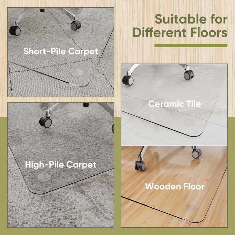 40" x 60" Glass Chair Mat for Carpet, 0.2" Thick