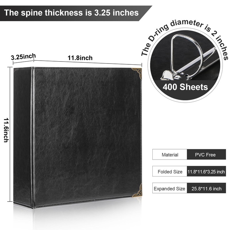 Darolin Premium PU Leather D-Ring Binder, 3 D-Ring Binder with