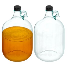 TidyFriend 1 Gallon Glass Jug with Lid,2 Pack Clear Glass Gallon Jugs for Beverages, Brewing, or Storage – Airtight with with 38mm Screw Cap, Durable, Food-Safe, Easy to Carry Handle