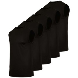 Real Essentials 5 Pack: Men's Breeze Tech Tank Tops Sleeveless Shirts Workout Muscle Athletic Running (Big & Tall Available)- Set 1, XXXL