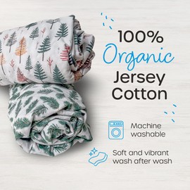 Quiggly Bassinet Sheets for Guava Lotus, 2 Pack Organic Cotton Jersey Knit, Vibrant Forrest Tree Patterns - Fits Travel Crib Mattresses for Boys & Girls (Bassinet, Whispering Woodland)