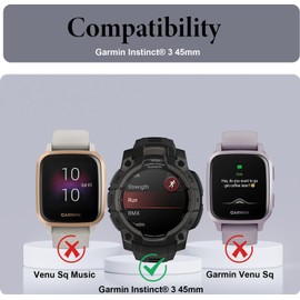 Murmure Screen Protector for Garmin Instinct 3 45mm, 3 Pack Elastic Skin Soft TPU Full Coverage HD Clear Anti-Scratch No Bubbles Self-Healing flim, Anti-Shockproof[Easy Installation]