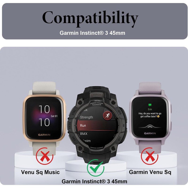 Murmure Screen Protector for Garmin Instinct 3 45mm, 3 Pack
