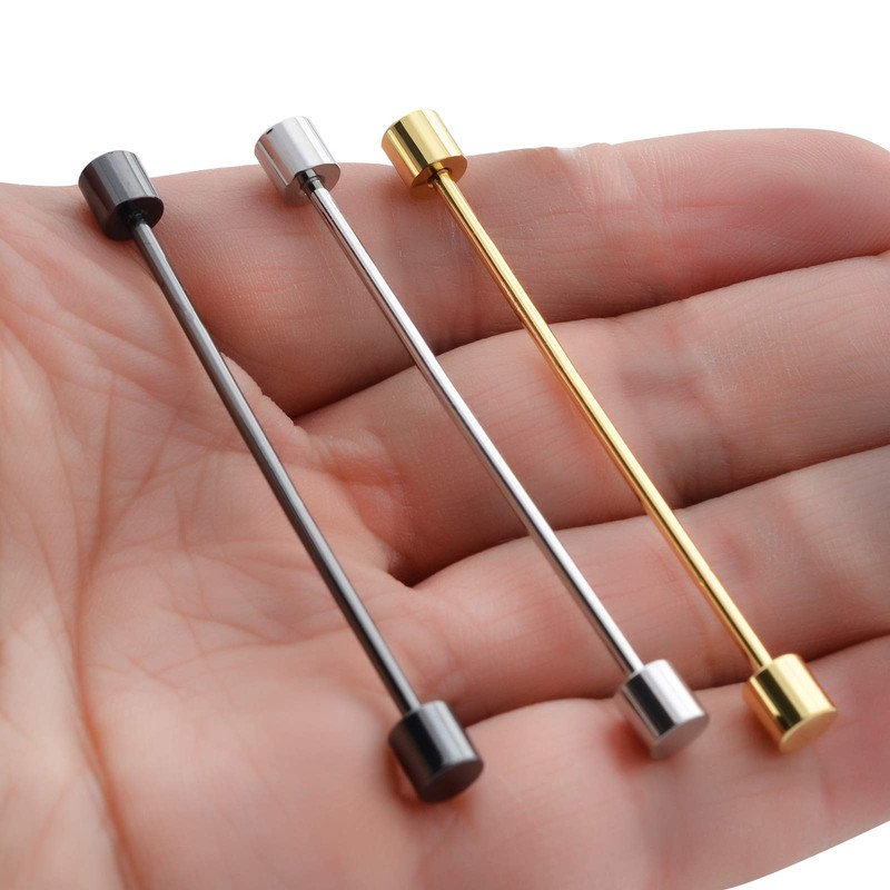 3PCS Men's Brass Collar Bar Tie Necktie Pins Clasp Shirt