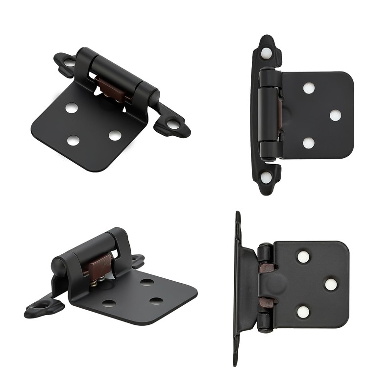 Home Expert 4 Pack (2 Pairs) Matte Black Cabinet Hinges
