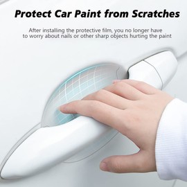 Voroly 10 Pcs Car Door Handle Cup Scratch Protector Transparent Door Handle Cup Protector Films Upgrade TPH Material Car Water Proof Anti-Scratch Films (L)
