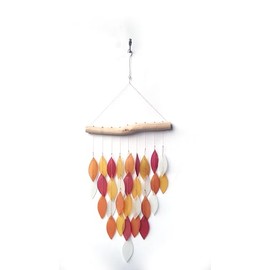 Sunset Vista Designs Handcrafted Driftwood and Sea Glass Diamond Wind Chime, Large, Tequila Sunrise