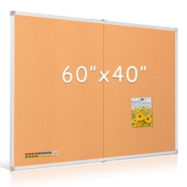 DOLLAR BOSS Foldable Cork Board, 60 x 40 Inch Corkboard, Extra Large Bulletin Board, Portable Double sided Aluminum Frame Wall Mounted Pin Board for Office School Supplies Dorm Decor with 20 Push Pins