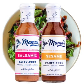 Yo Mama's Foods Gourmet Honey Balsamic & Asian Sesame Dressing and Salad Oil Combo Pack - Pack of (2) - Low Carb, Low Sodium, and Vegan