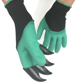 MIXNEX Garden Genie Gloves with Claws for Digging & Planting – Waterproof & Breathable Gardening Gloves – Durable ABS Plastic Fingertips – Yard,Outdoor Work (Green – 4 Claws)