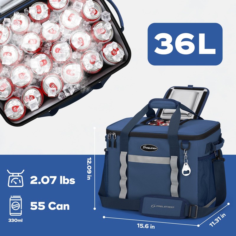 Maelstrom Soft Cooler Bag,Collapsible Soft Sided Cooler,55 Cans Beach Cooler,Ice