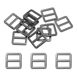 PATIKIL Flat Metal Slide Buckle 0.7 Inch / 19mm, 10 Pcs Tri-glide Sliders Webbing Strap Belt Adjuster for Strap Keeper Leathercraft DIY Bag Belt Purse Making, Black