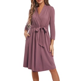 SUFEINI Maternity Robe with Matching Swaddle Blanket Set, Maternity Mommy Bathrobe Postpartum Robe Labor Gown