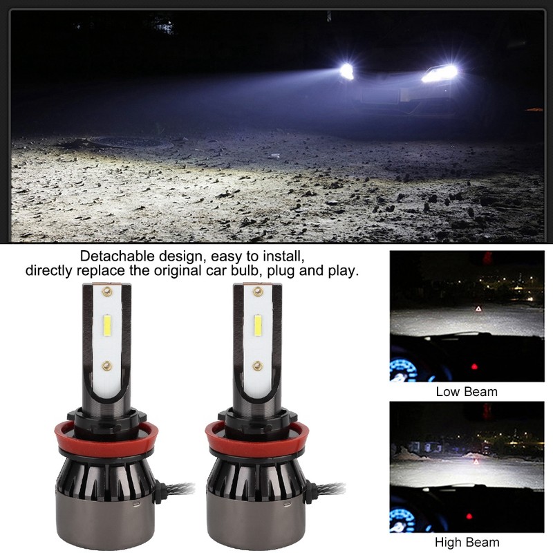 2Pcs 60W 6000K White Super Bright Car LED L8 Headlight