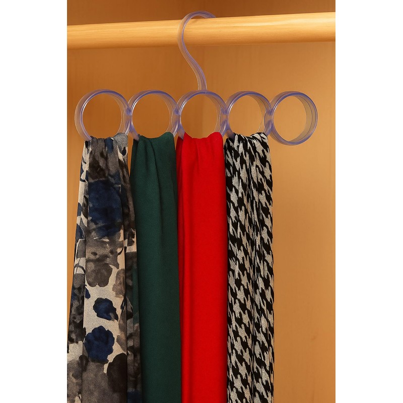 Efficient Closet Organizer: 5-Hole Snag-Free Scarf Hanger - Durable Plastic