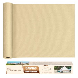 KING MOUNTAIN Canvas Iron on Patch,12"×60",Waterproof 100% Cotton Fabric Repair Patch,Used for Various Sofa,Tent,Clothes,Seats,Suitcases (Camel,Waterproof)