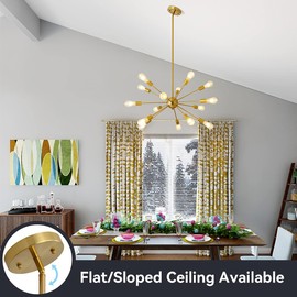 WFRDJSP Sputnik Chandeliers, Adjustable 15-Light Modern Chandelier, Anti-Rust Gold Light Fixture, Mid Century Chandelier Shades for Dining Room Hallway Foyer Bedroom and Living Room