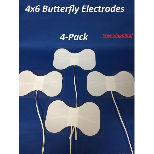 4 Pads 4"x 6" Premium White Foam Butterfly Tens Unit Electrode-Tens Unit- EMS