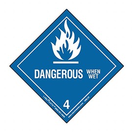 Labelmaster HML23 Dangerous When Wet Worded Label, Paper, Hazmat, 4" x 4" (Pack of 500)