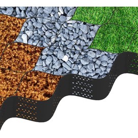 YUEWO Geo Grid Ground Grid 2 Inch (9x17FT) 155 sq ft Geocells Cellular Confinement System Geo Cell Grid Paver for Gravel Stabilizer for Light Duty Traffic Areas Foot Traffic with 30pcs Buckles